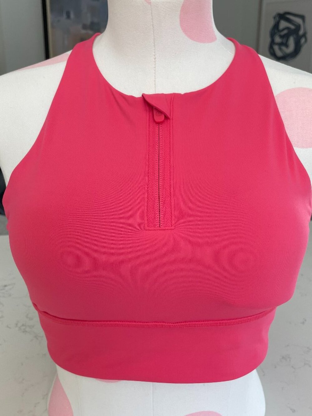 Lululemon Energy High Neck Longline Zip Front Bra * Med Support, B-D Cups Pink 8